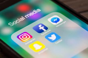 social media icons on smart phone